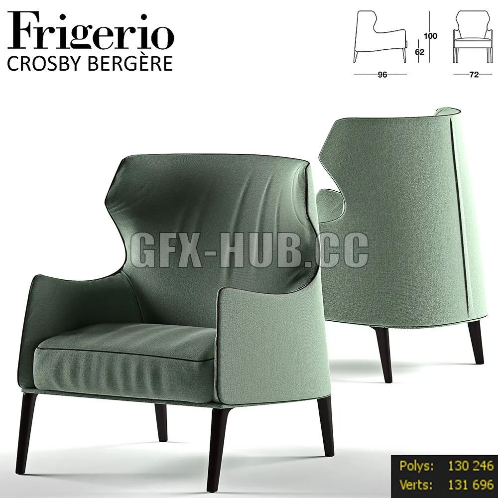 Crosby bergere by Frigerio 3D Model
