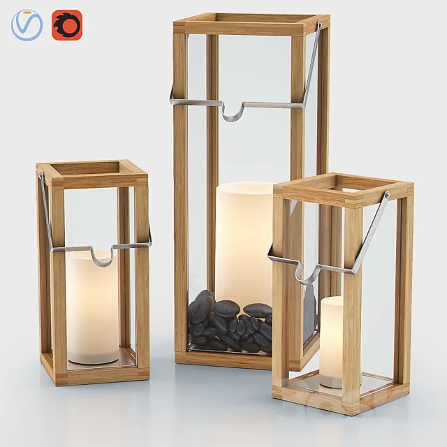 CROSBY Lanterns with PILLAR Candles 3D Model CROSBY Lanterns with PILLAR Candles 3D Model