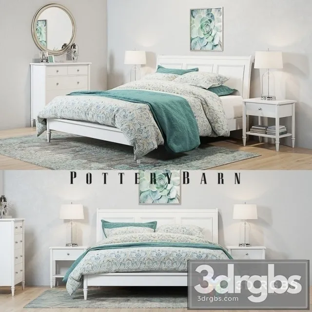 Crosby White Bed Set 3D Model Download