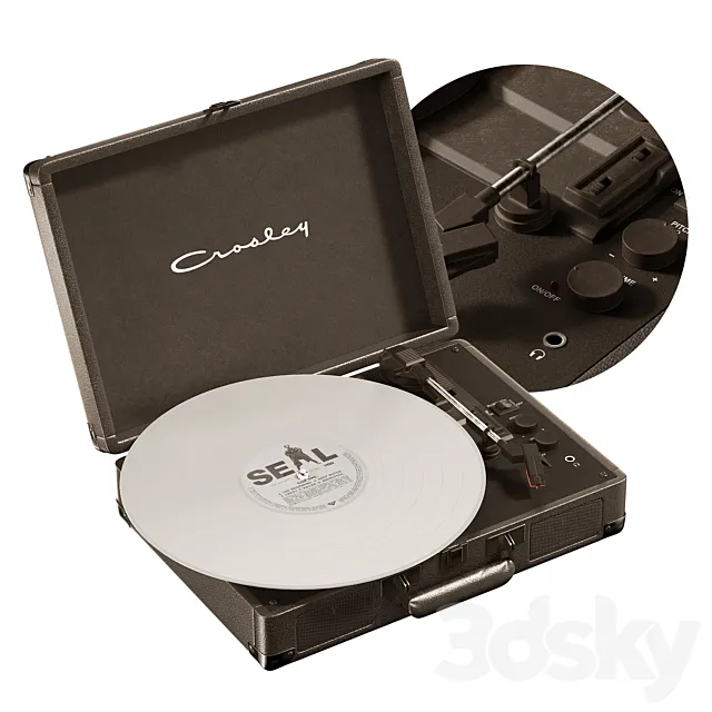 Crosley UO Exclusive Black Star Cruiser Bluetooth Record Player 3DModel