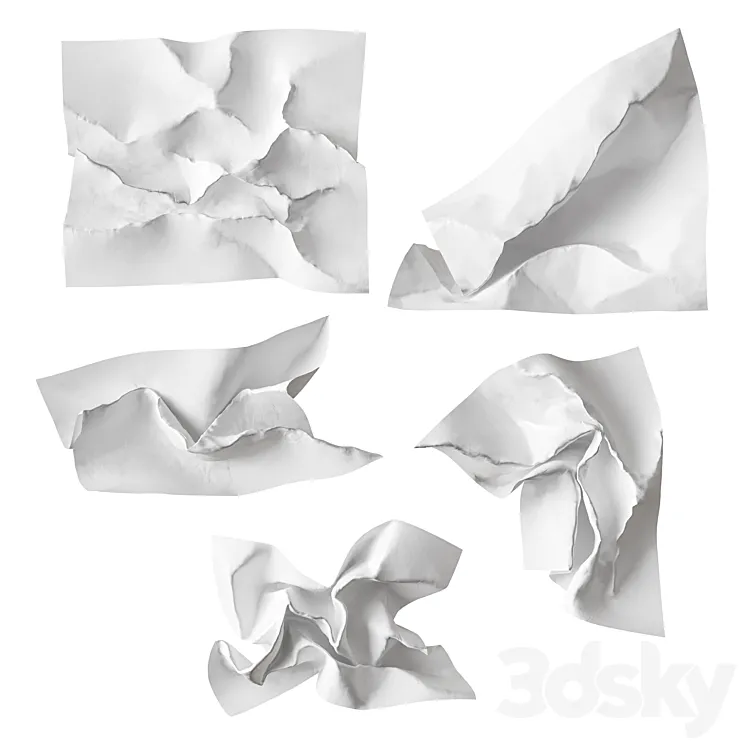 crumpled paper 3D Model Free Download
