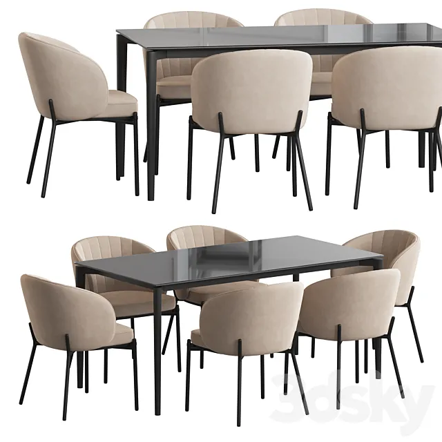 Cruz chair Tandil table Dining set 3D Model Cruz chair Tandil table Dining set 3D Model