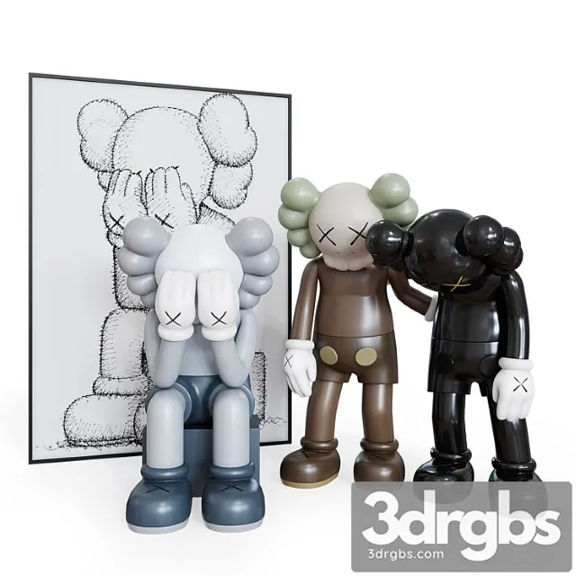 Crying Kaws Set 3D Model Download