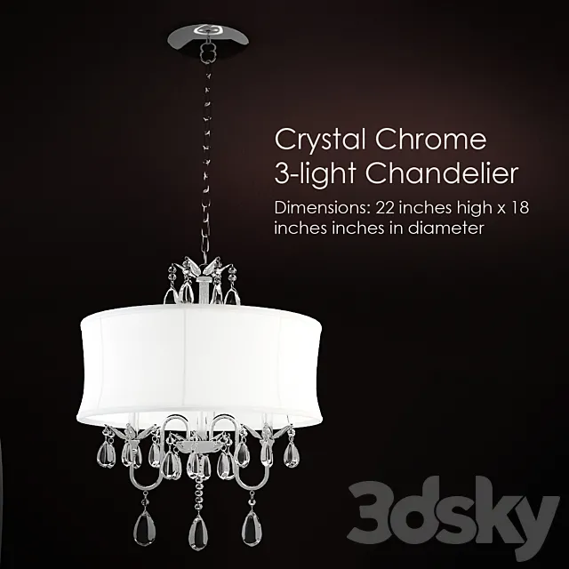 Crystal Chrome 3-light Chandelier 3DModel Crystal Chrome 3-light Chandelier 3DModel