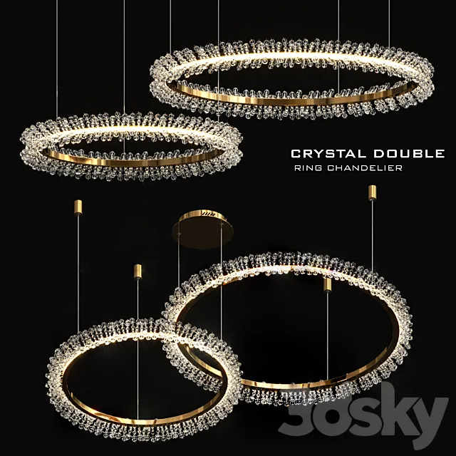 Crystal double ring chandelier 3D Model