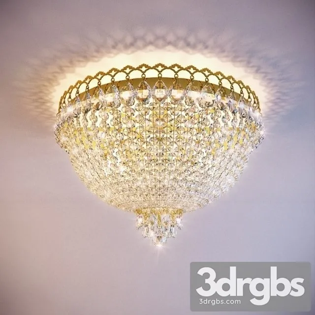 Crystal Flush Mounted Light Fixture 3D Model Download
