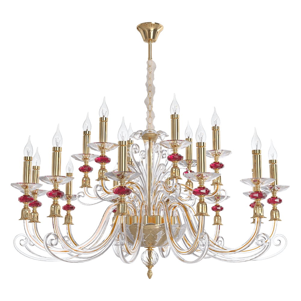 CRYSTAL LUX – Pendant lamp Catarina AP12 +6 Gold -Transparent-Cognac 3D Model CRYSTAL LUX – Pendant lamp Catarina AP12 +6 Gold -Transparent-Cognac 3D Model