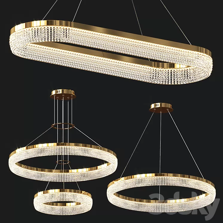 Crystal Ring Chandeliers 3D Model Free Download