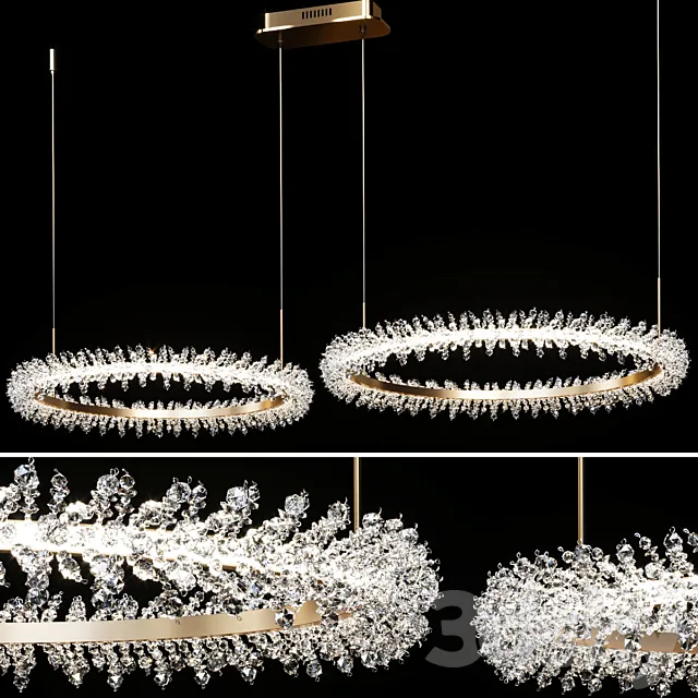 Crystal Ring Luxury Combination Led Chandelier Thera Line 3D Model
