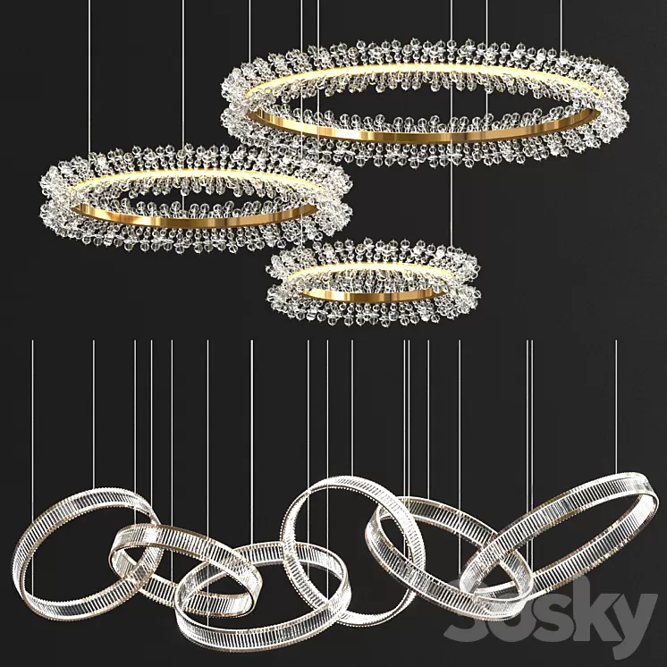 Crystal rings collection 3D Model Crystal rings collection 3D Model