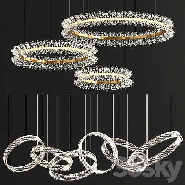 Crystal rings collection 3DModel