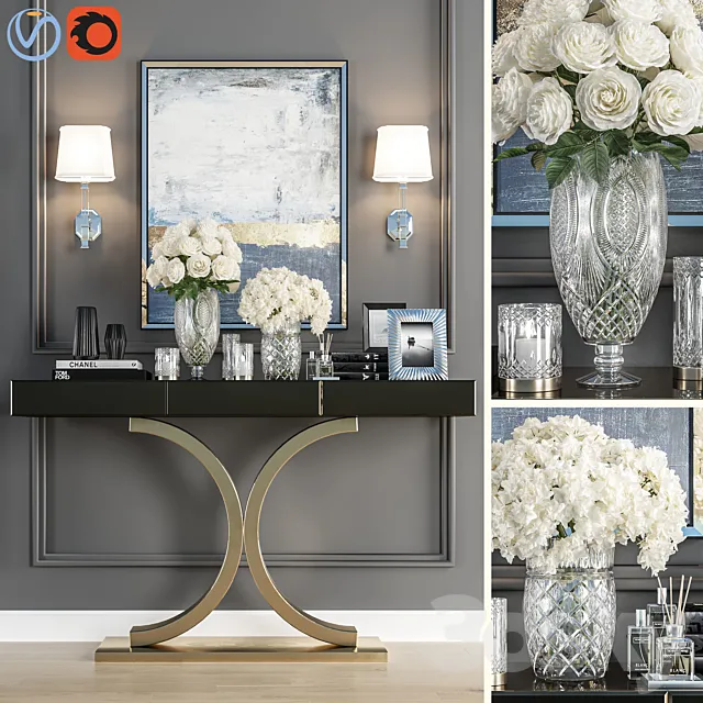 Crystal Vase Decoration set 05 3D Model Crystal Vase Decoration set 05 3D Model