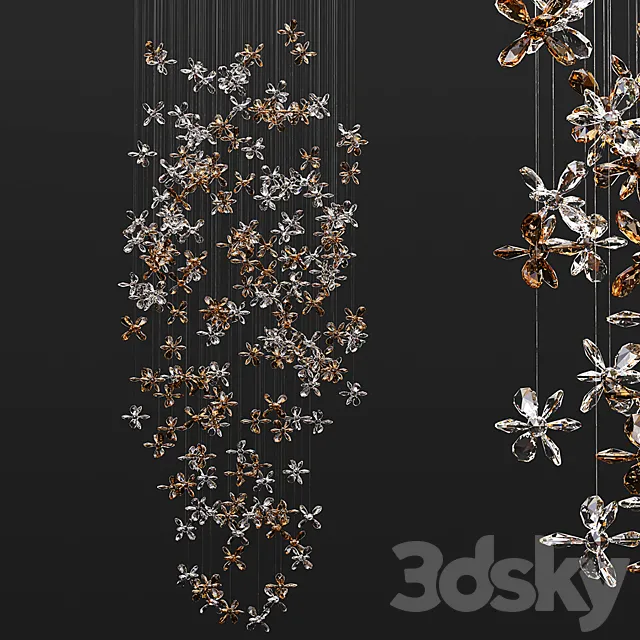 Crystal_Flowers_Chandelier 3D Model Crystal_Flowers_Chandelier 3D Model