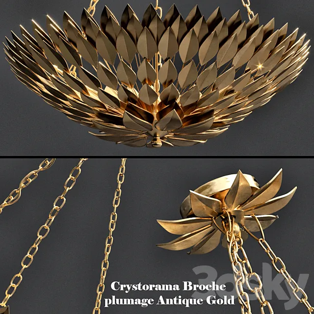 Crystorama Broche plumage Antique Gold CHANDELIER 3D Model Crystorama Broche plumage Antique Gold CHANDELIER 3D Model