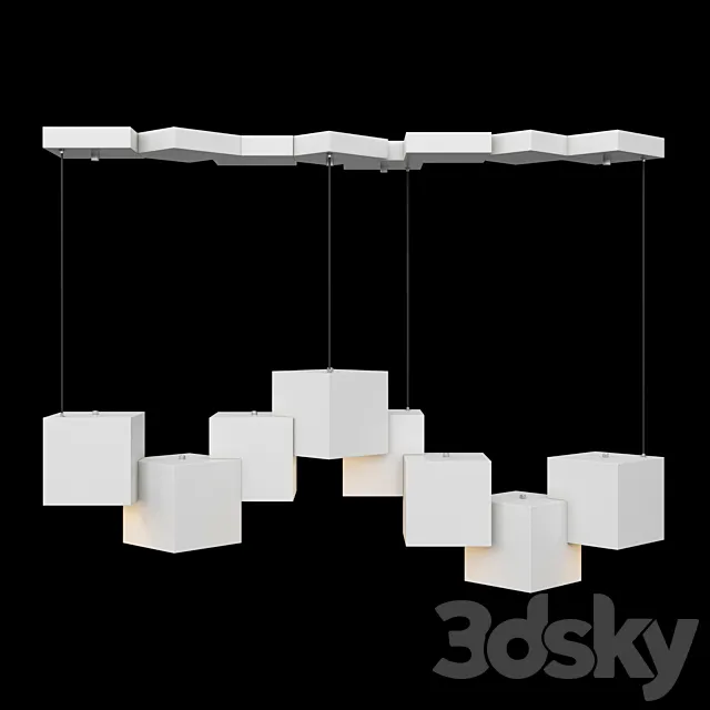 Cube Led Pendant Light White 3DModel
