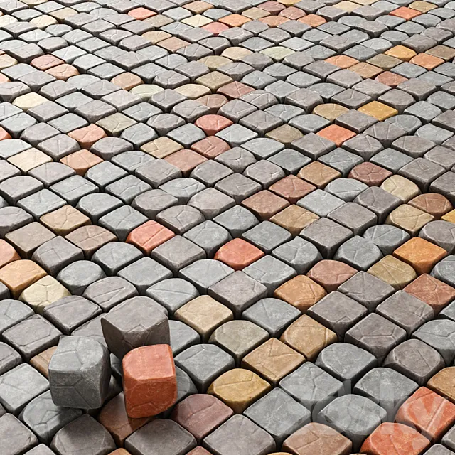 Cube stone granite decoration _ Stone cubes for decoration. (Paving stones) 3D Model Cube stone granite decoration _ Stone cubes for decoration. (Paving stones) 3D Model