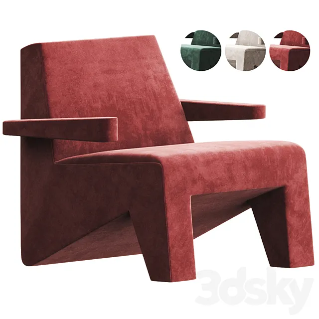 CUBIC Easy chair with armrests By Moca 3DModel