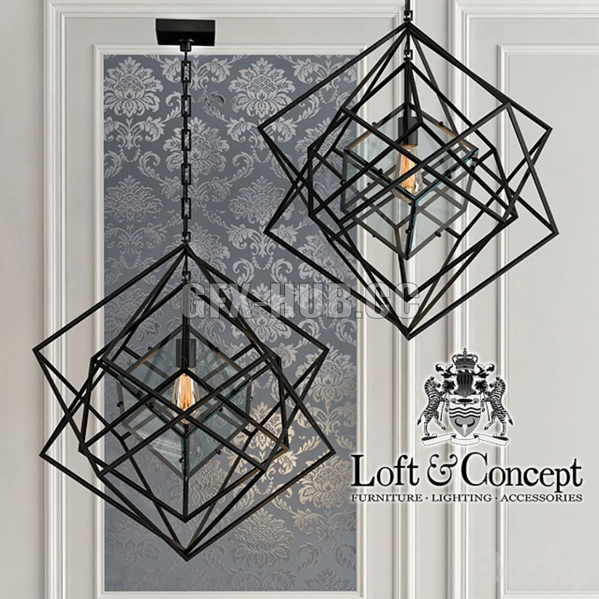 Cubist Small Chandelier Black 3D Model