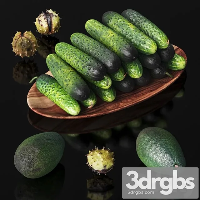 Cucumbers Chestnuts And Avocados 3D Model Download