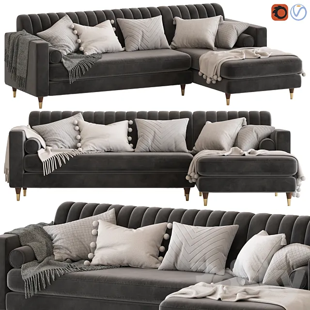 Cult Furniture Belgravia Sofa with Corner Chair 3D Model