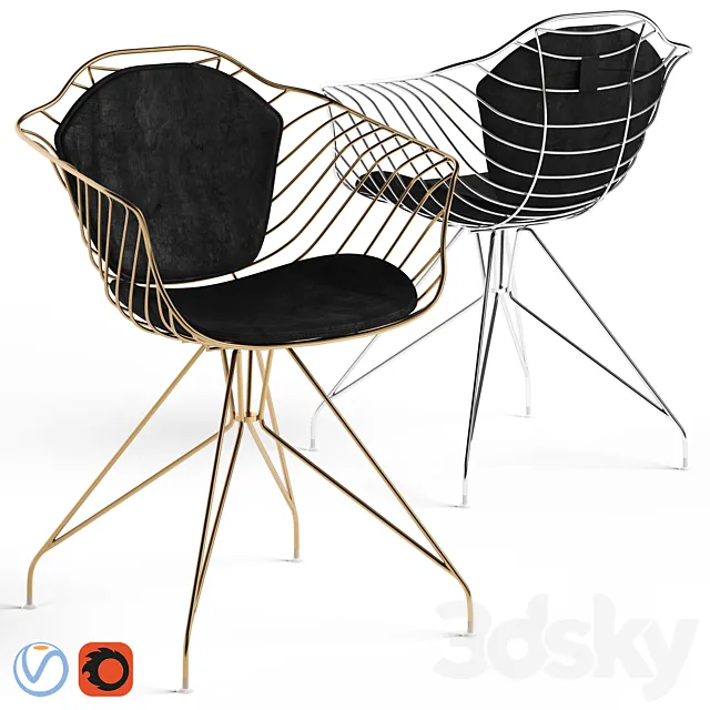 Cult Living Moda Wire Metal Chair 3D Model Cult Living Moda Wire Metal Chair 3D Model