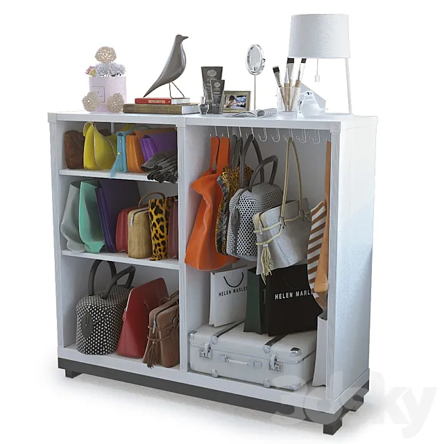 Cupboard with bags and decor 3D Model Cupboard with bags and decor 3D Model