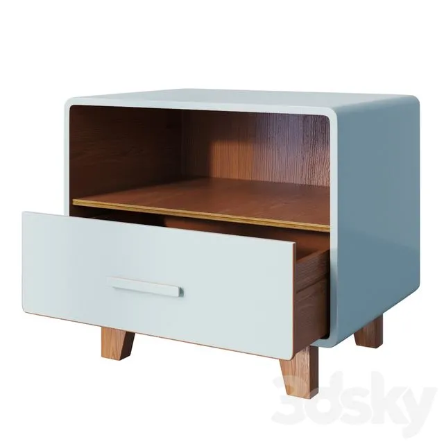 Curbstone Cosgrove 1 Drawer Nightstand Aqua 3D Model Curbstone Cosgrove 1 Drawer Nightstand Aqua 3D Model
