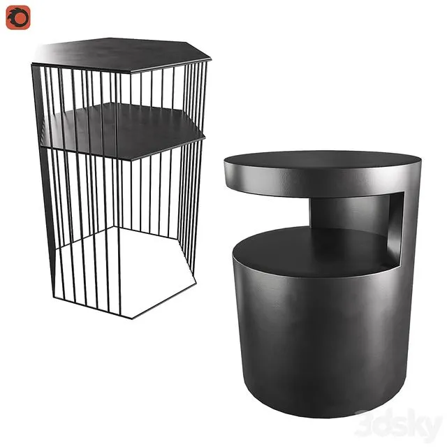 Curbstone metal Topim bedside table Newark La Redoute 3D Model