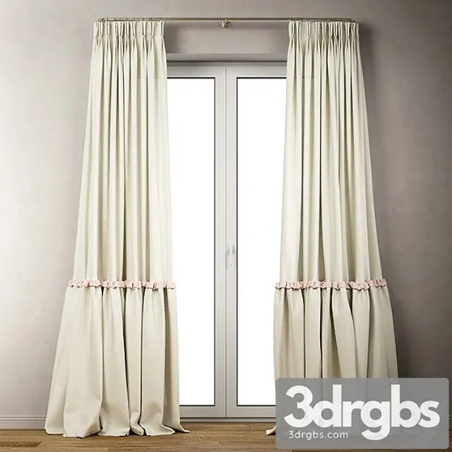 curly curtains with ruffles 3D Model Download