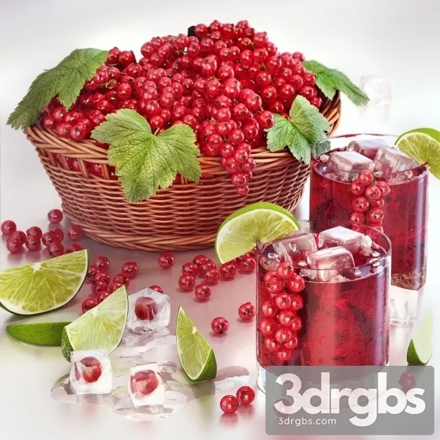 Currant Juice With Berries 3D Model Download