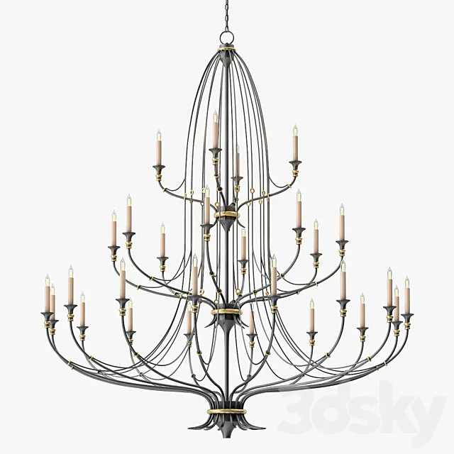 Currey and Company Folgate Chandelier 3D Model Currey and Company Folgate Chandelier 3D Model