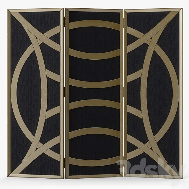 Currey & Company Clara Folding Screen 3D Model Currey & Company Clara Folding Screen 3D Model