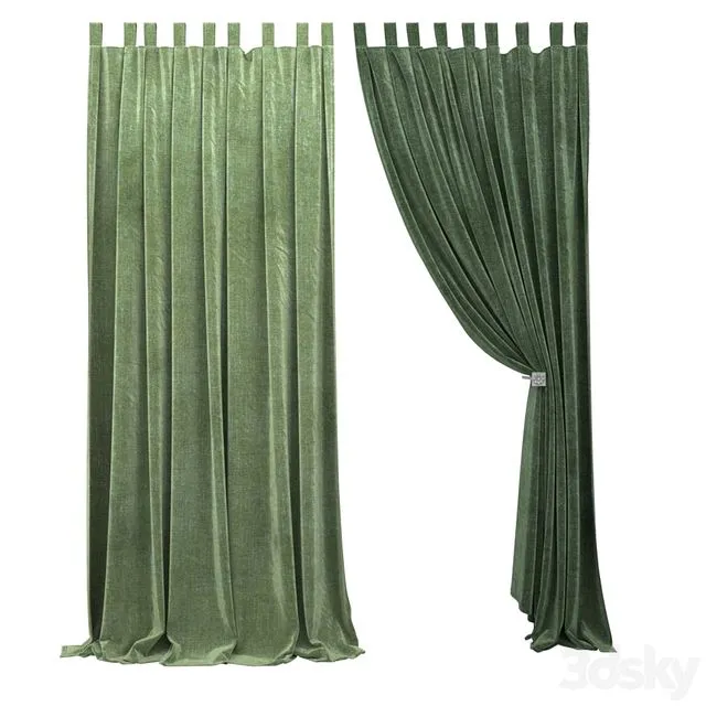 Curtain -047 (green fabric) 3D Model