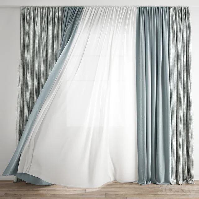 Curtain 267 Wind blowing effect 2 3D Model