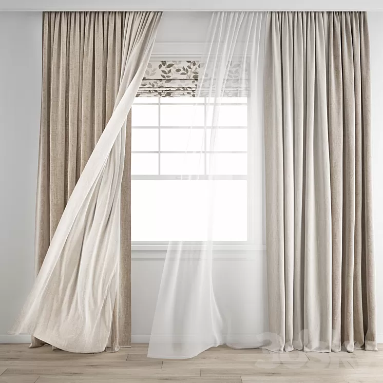 Curtain 345 \/ Wind blowing effect 8 3D Model Free Download