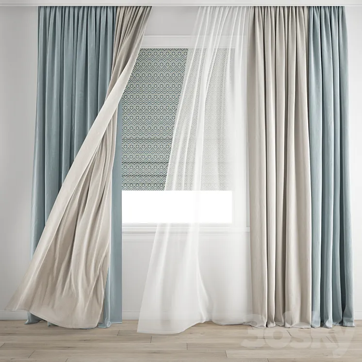 Curtain 346 \/ Wind blowing effect 9 3D Model Free Download
