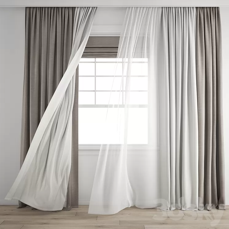 Curtain 432\/Wind blowing effect 12 3D Model Free Download