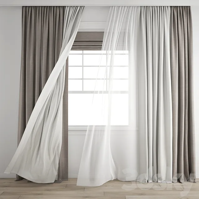 Curtain 432_Wind blowing effect 12 3DModel