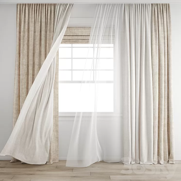 Curtain 640\/Wind blowing effect 16 3D Model Free Download