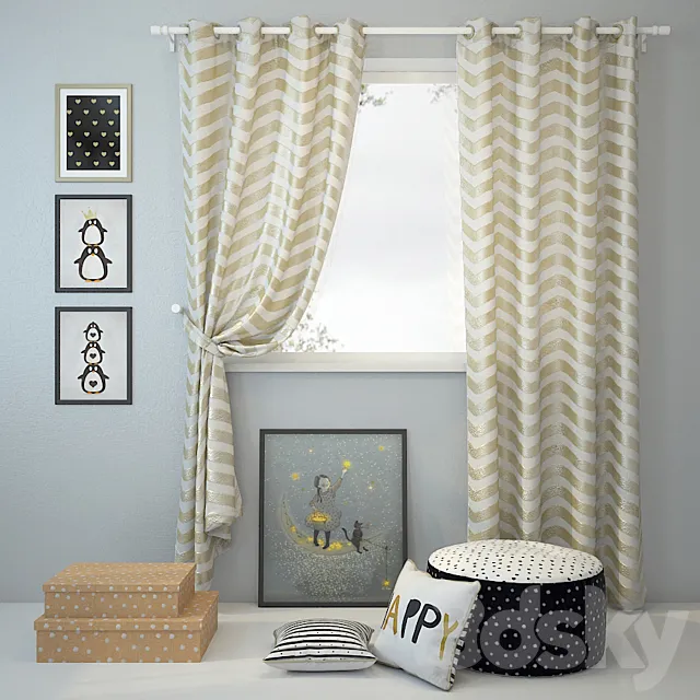 Curtain and decor 10 3D Model