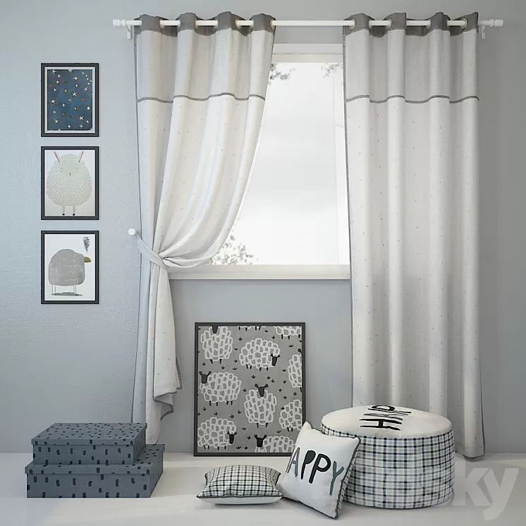 Curtain and decor 11 3D Model