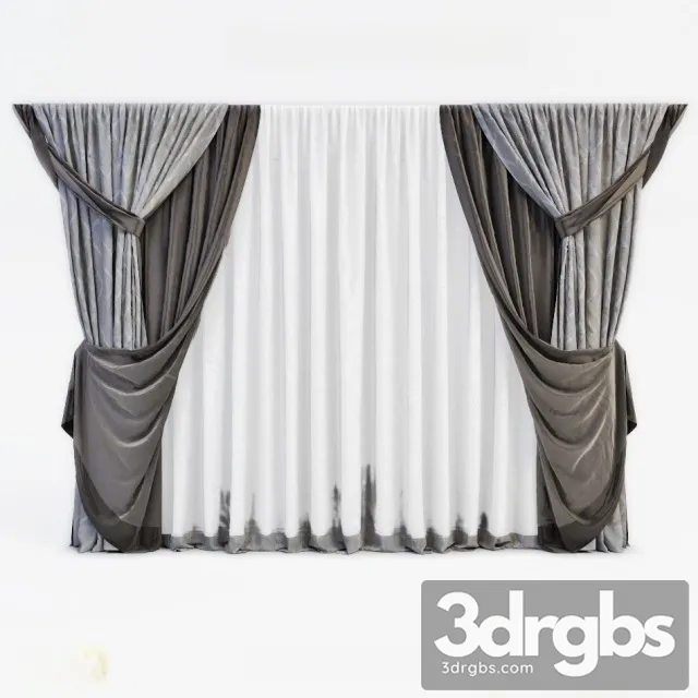 Curtain Blind With Classical V23 3D Model Download
