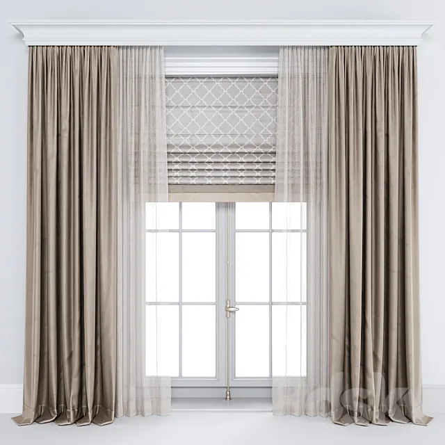 Curtain brown 3D Model Curtain brown 3D Model