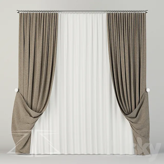 Curtain set of 5 3DModel
