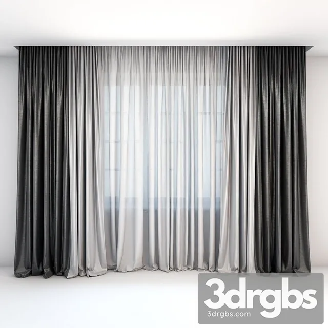 Curtain Simple Black White 3D Model Download