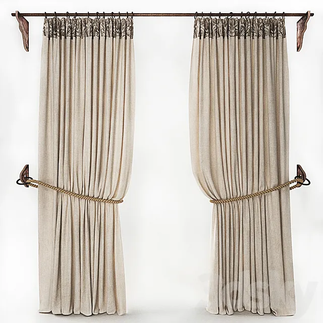 CURTAIN WITH ROPE 2 3DModel CURTAIN WITH ROPE 2 3DModel