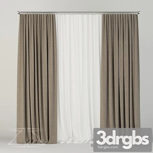 Curtain With Tulle Cornice 3D Model Download