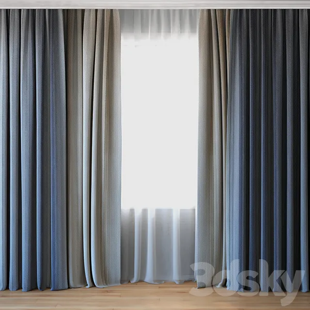Curtains 07 | Canvas curtains and tulle 3DModel Curtains 07 | Canvas curtains and tulle 3DModel