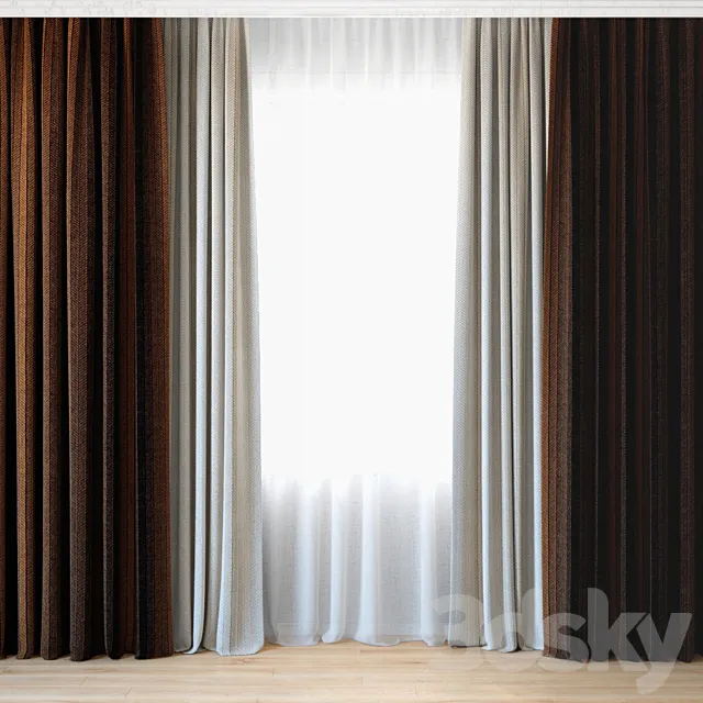 Curtains 09 | Canvas curtains and tulle 3DModel Curtains 09 | Canvas curtains and tulle 3DModel