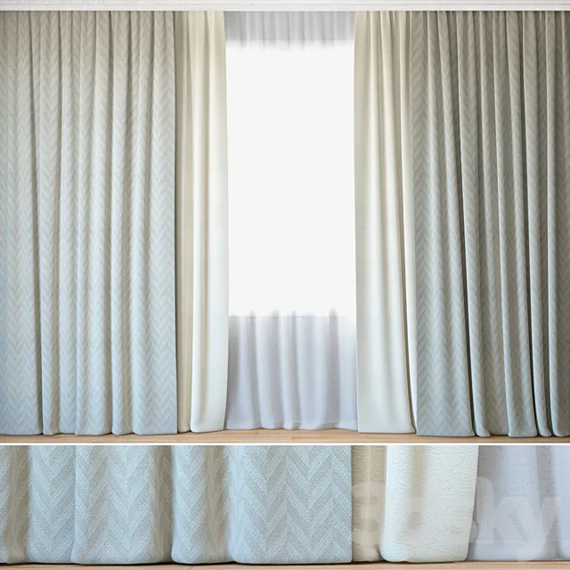 Curtains 106 | Curtains with Tulle | Jacquard Fabric & ROHI | Lazarus & sera 3D Model Curtains 106 | Curtains with Tulle | Jacquard Fabric & ROHI | Lazarus & sera 3D Model
